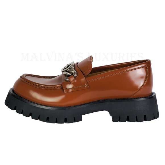 GUCCI SHOES MENS MOC TOE LUG SOLE MOCCASINS LOAFERS w LOGO  sz 7.5 US 8 main image 12